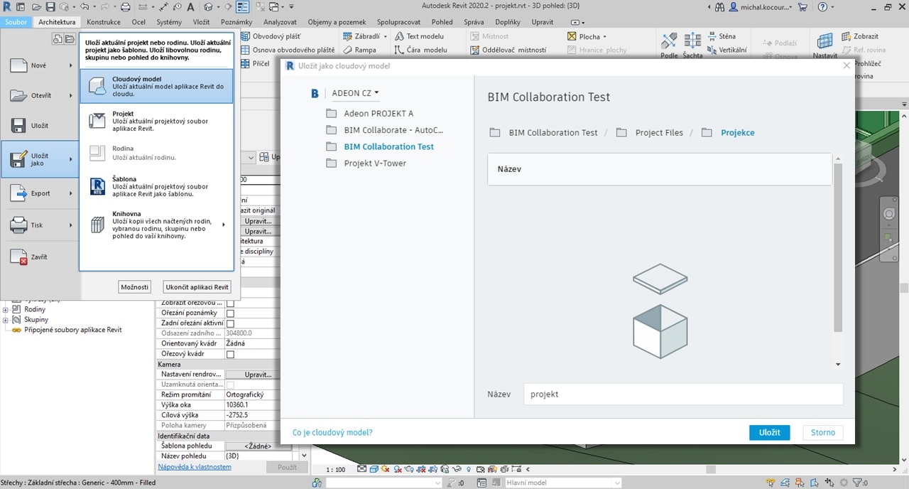 01_BIM 360 zalozit cloudovy model