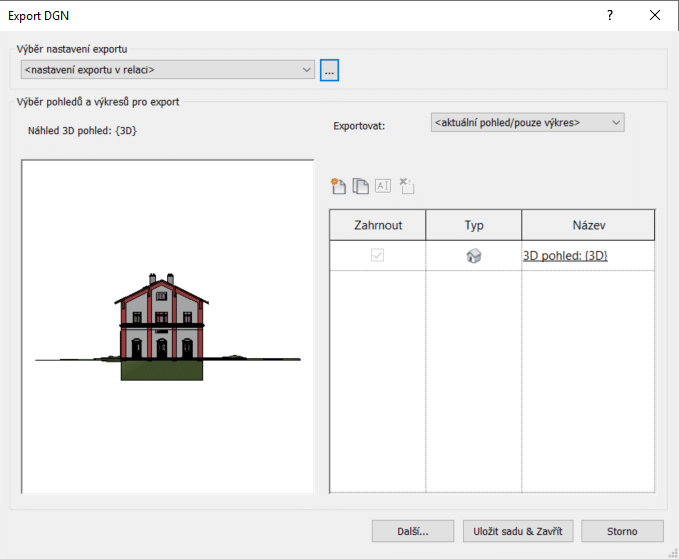 Nastaveni exportu DGN od verze Revit 2013