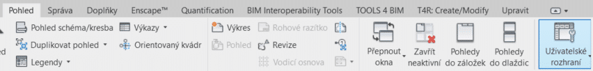 Revit uzivatelske rozhrani