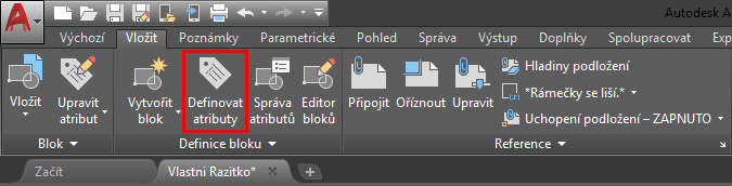 AutoCAD definice atributu atrdef