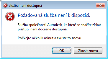 Autodesk pozadovna sluzba neni k dispozici
