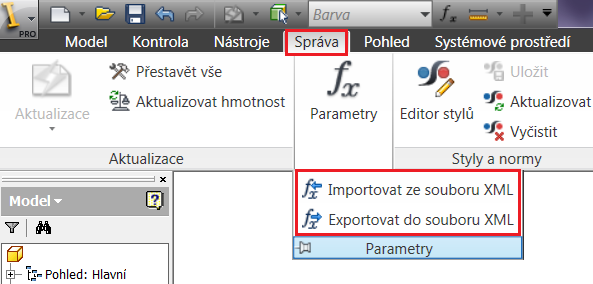 Export parametru