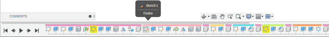 Fusion 360 časová osa timeline