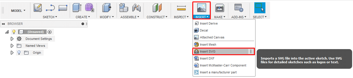 Fusion 360 import SVG