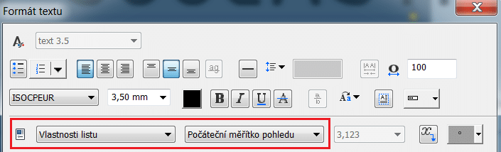 Měřítko pohledu do rohového razítka