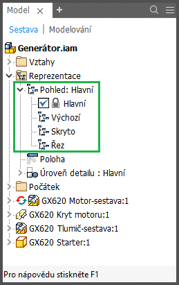Inventor pohled reprezentace