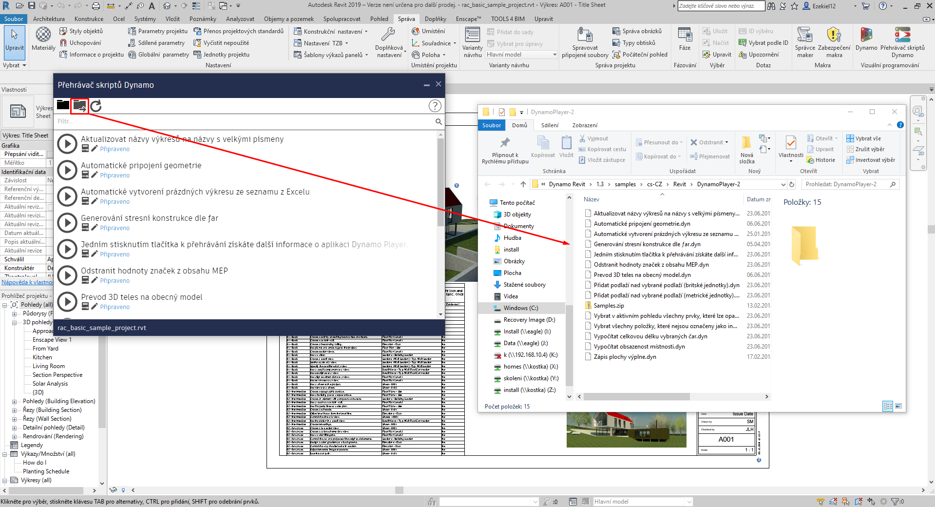 Revit vlozeni Dynamo kódů
