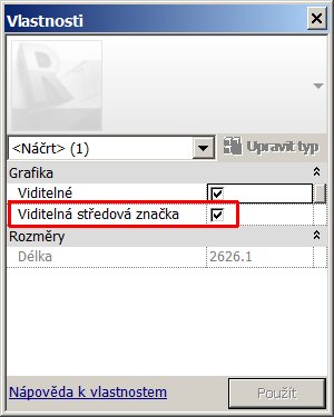 Viditelnost středové značky Viditelnost středové značky