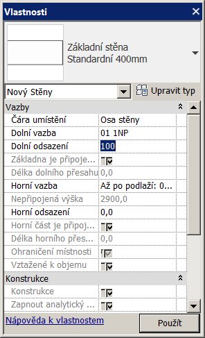Ilustrativní obrázek při vkládání stěny