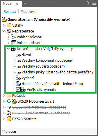 Inventor úroveň detailu