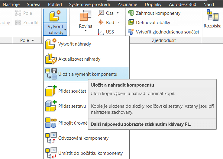 Uložit a nahradit komponentu Uložit a nahradit komponentu